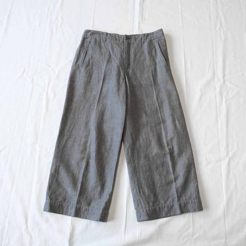 linen stripe cropped pants