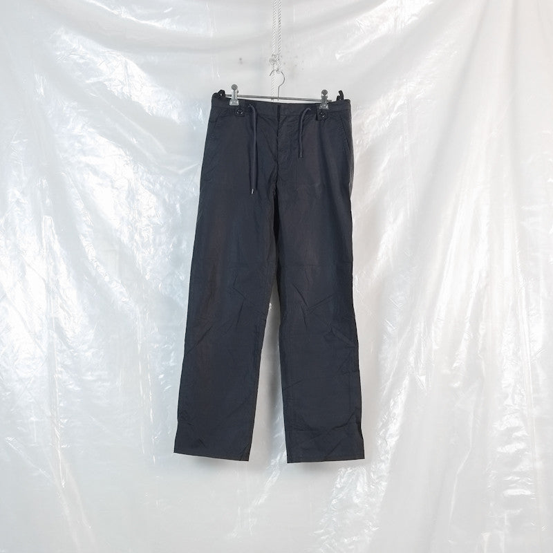 drawstring waist coated trousers