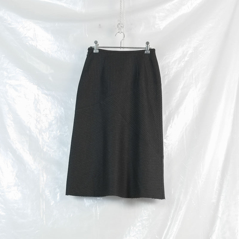 diagonal panel raw hem skirt