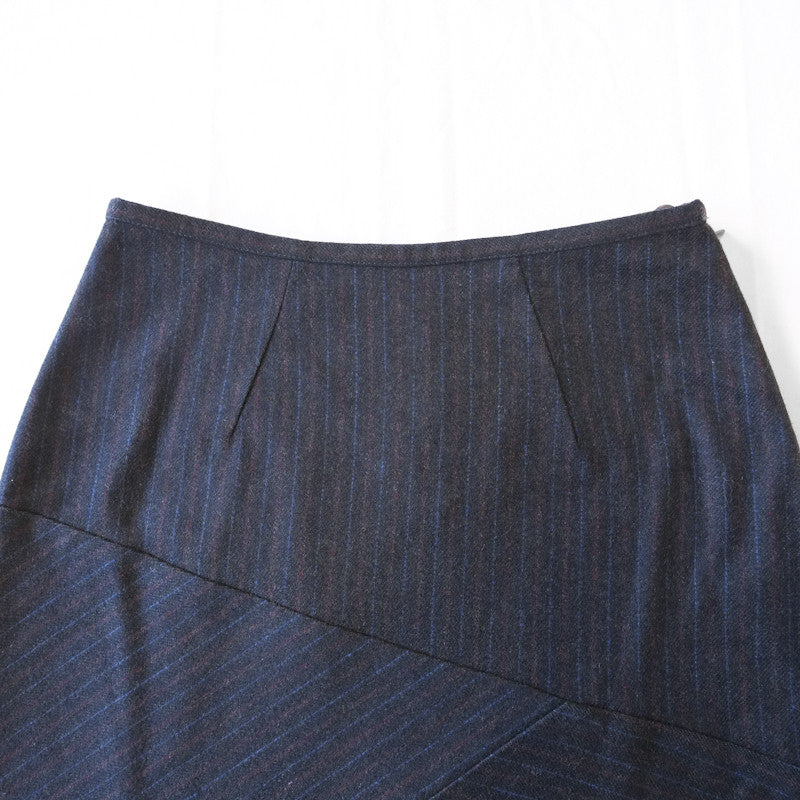 diagonal panel raw hem skirt