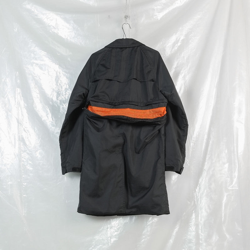 mesh lined zip trench coat