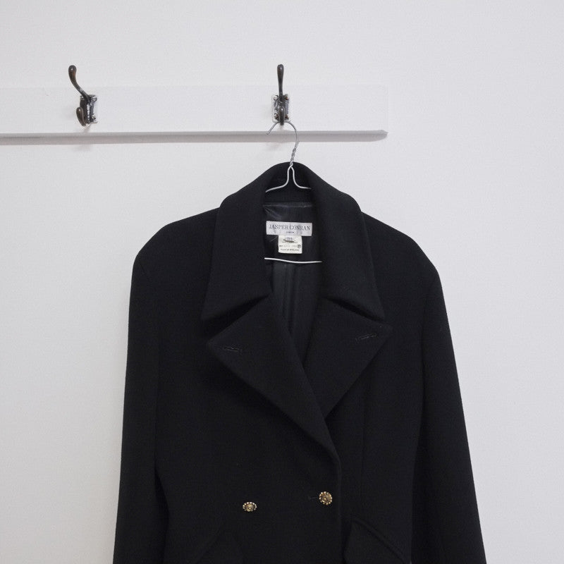jasper conran heavy melton double breasted overcoat circa 1980s