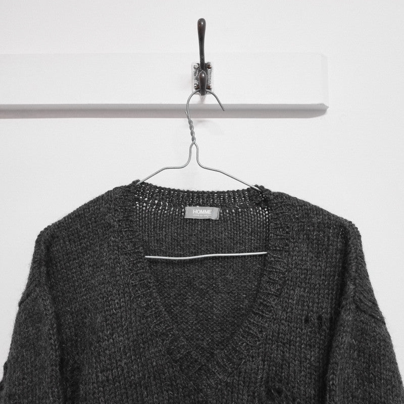 Homme Comme des Garcons early 1980s distressed v neck jumper