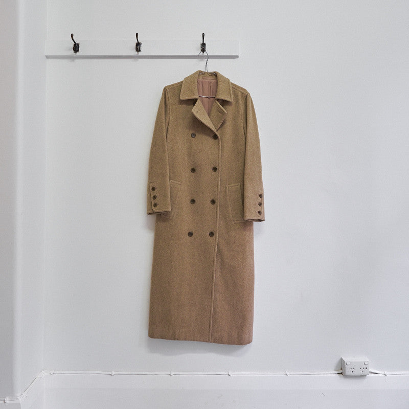 double breasted melton overcoat