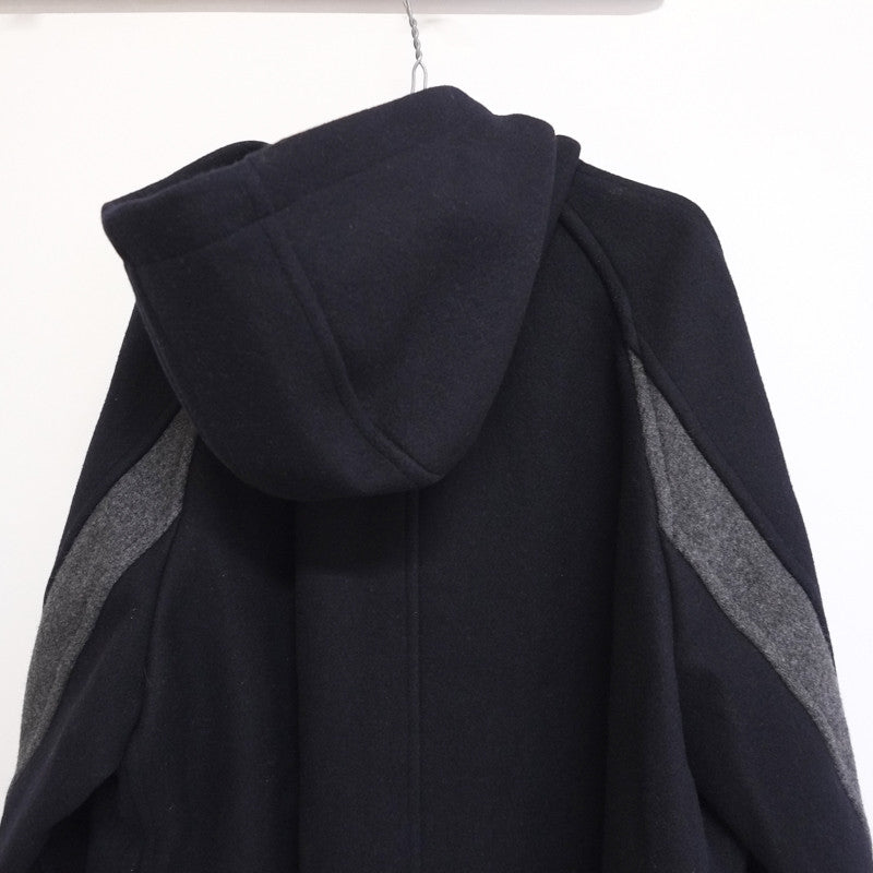 contrast sleeve hooded coat