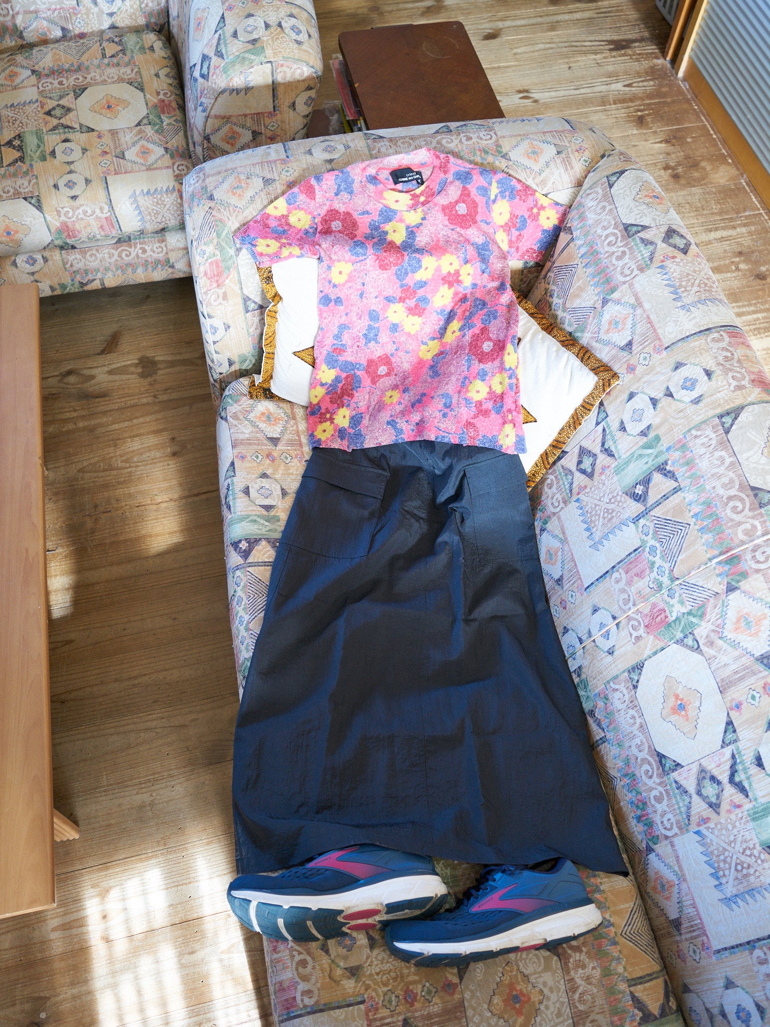 Tricot Comme des Garcons 1995 multi colour floral print wool t