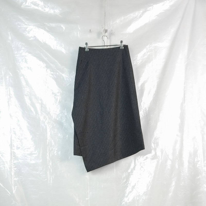 wool stripe asymmetrical skirt