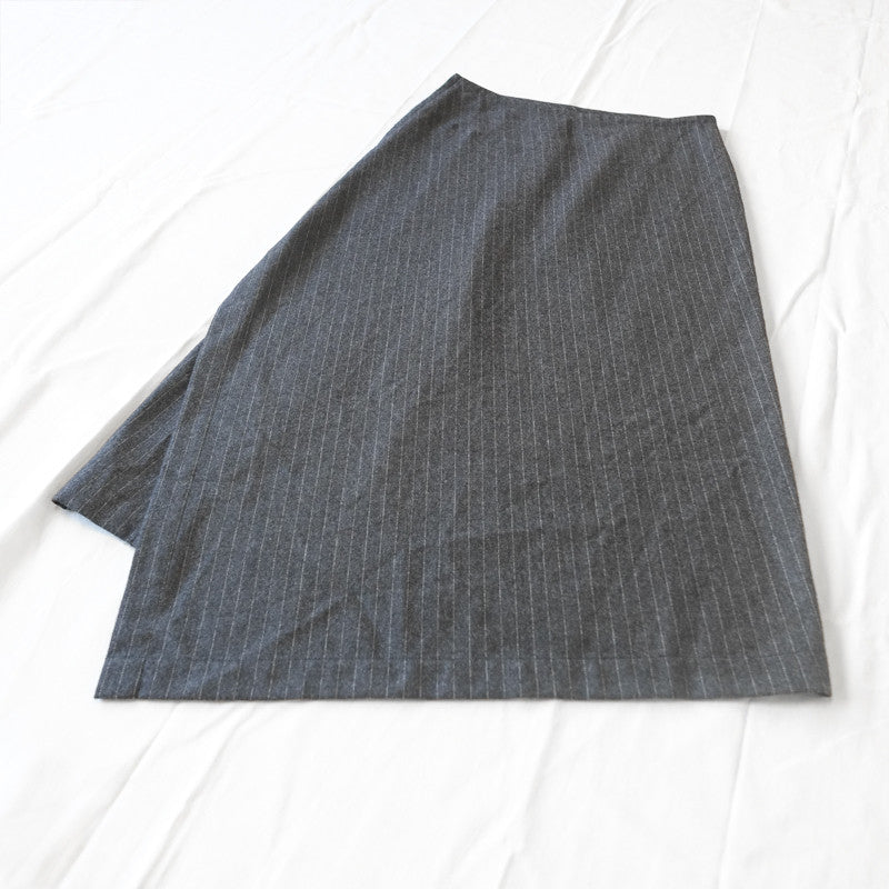 wool stripe asymmetrical skirt