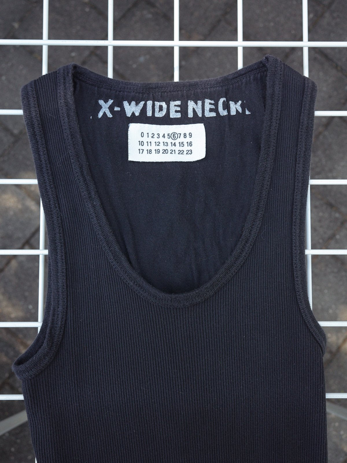 Maison Martin Margiela 6 1990s black cotton 'X-WIDE NECK' singlet - womens S