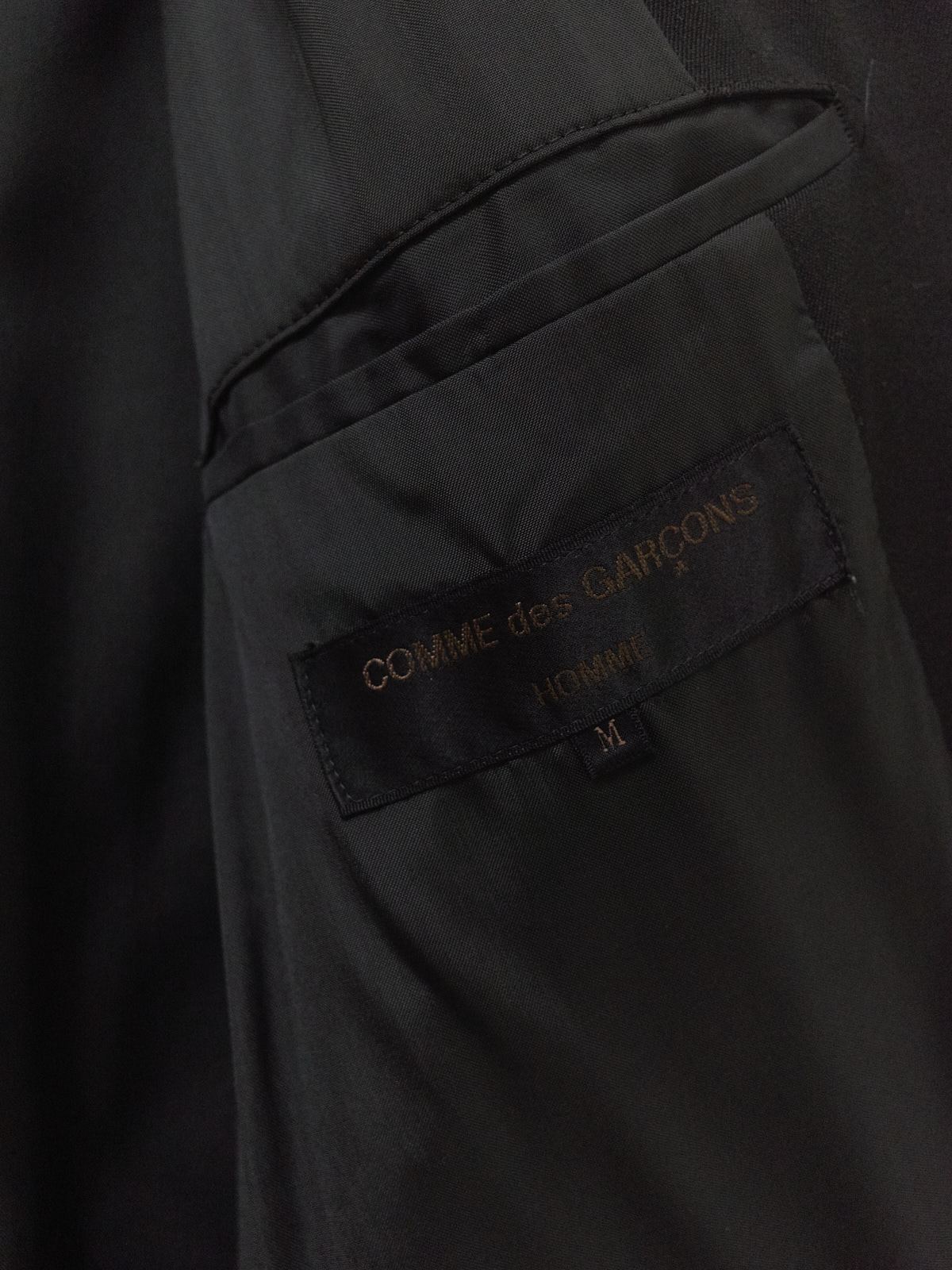 Comme des Garcons Homme 1991 black padded wool 3 button drawstring blazer - sz M