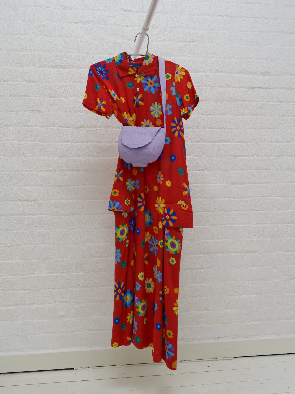 Comme des Garcons 1996 red rayon floral print maxi dress - womens M S