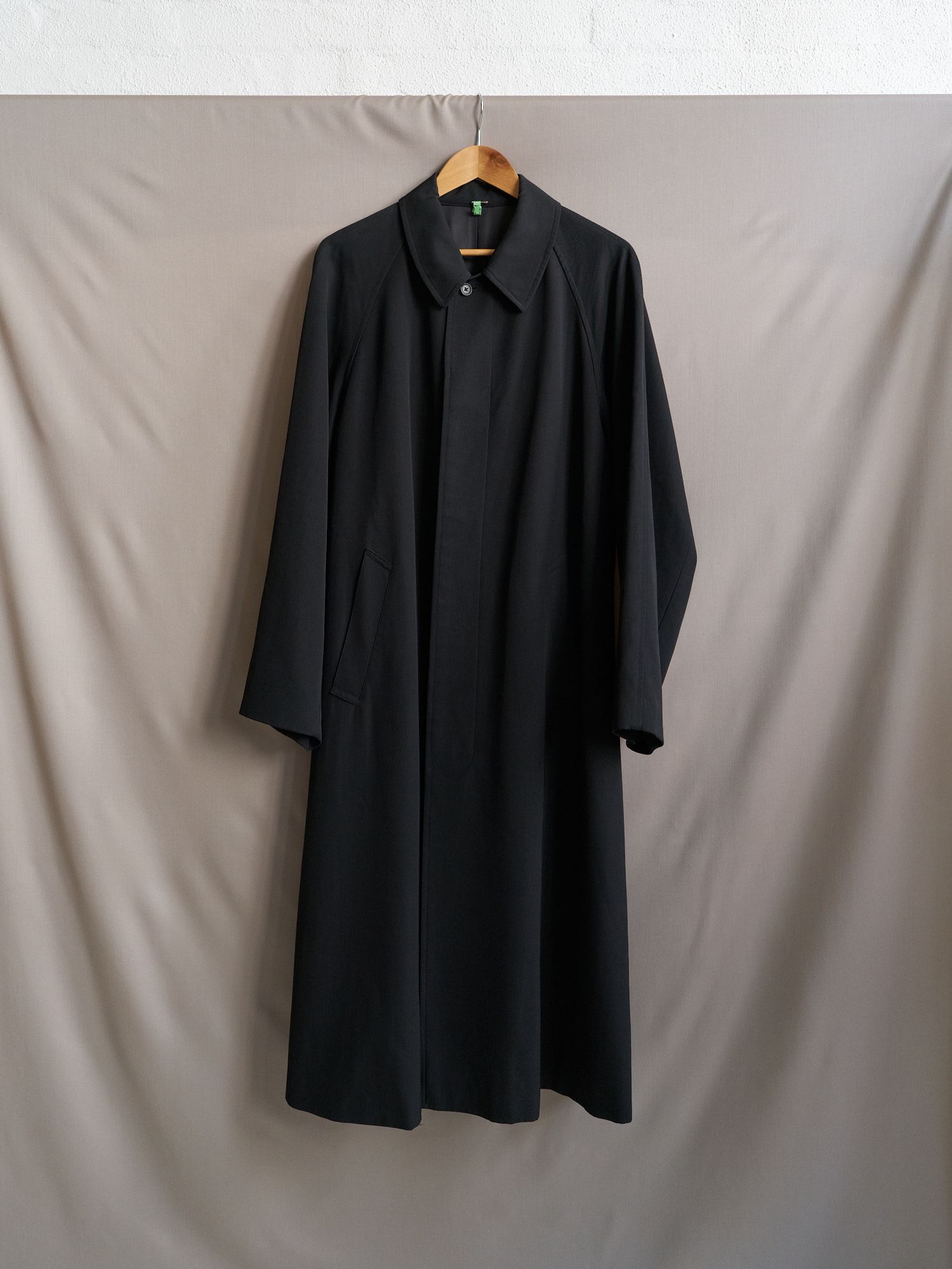 Y's for Men Yohji Yamamoto 1990s black wool gabardine mackintosh coat - sz M L