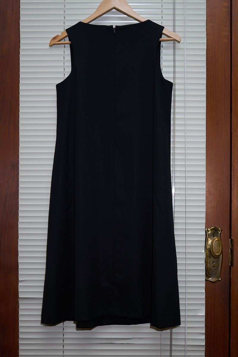 Y's Yohji Yamamoto black wool gabardine flared sleeveless dress - womens S M