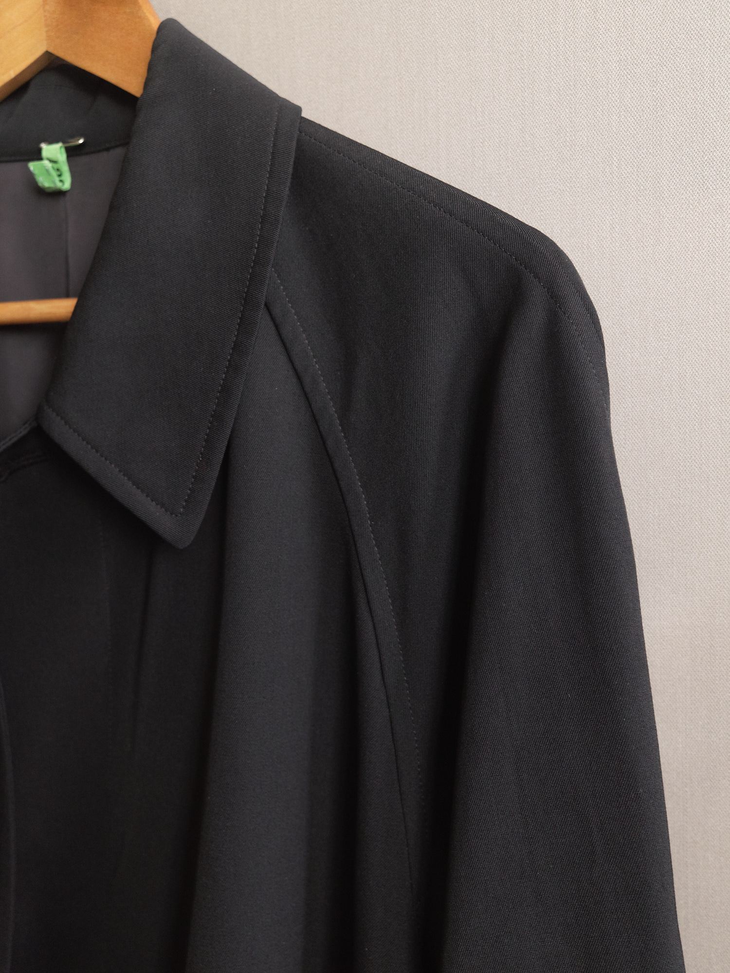 Y's for men black wool gabardine covered placket coat - 1990s
