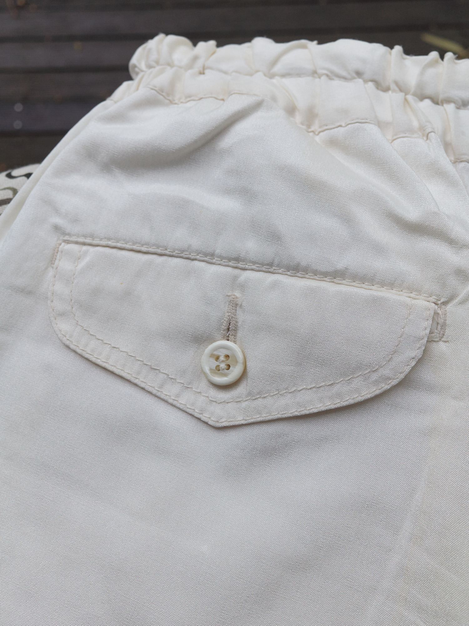 Comme des Garcons Homme Plus 1997 off white silk elastic waist trousers - mens S