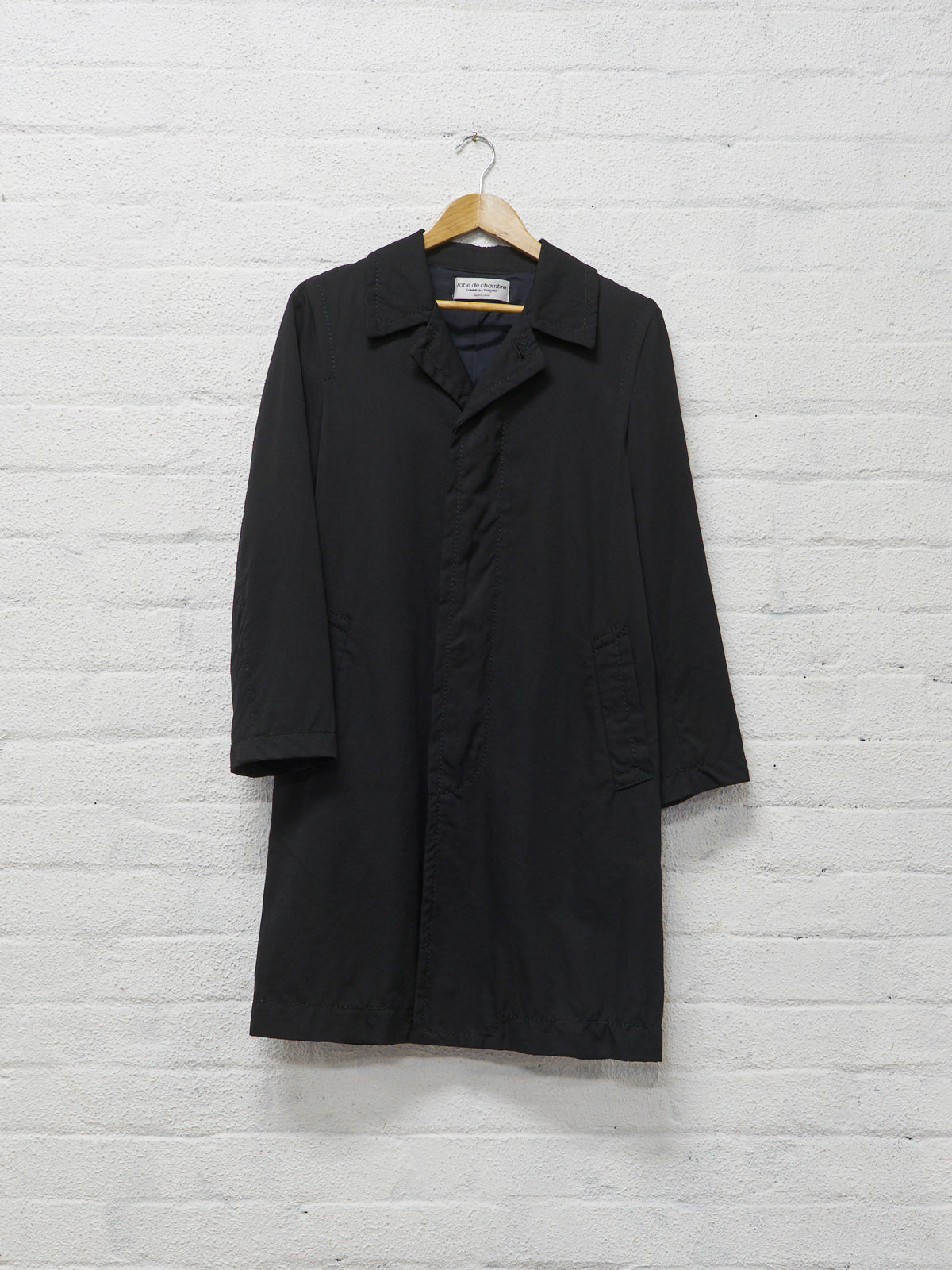 Robe de Chambre Comme des Garcons 2002 black wool topstitched coat - womens M S