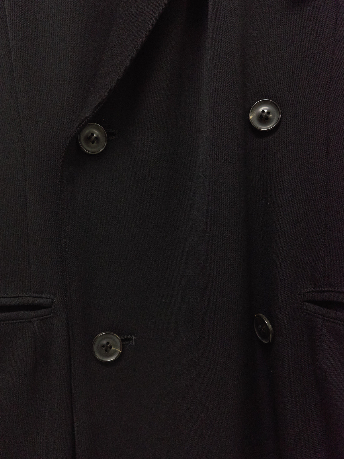 Y's Yohji Yamamoto 1980s black wool double breasted fabric ribbon blazer - sz M