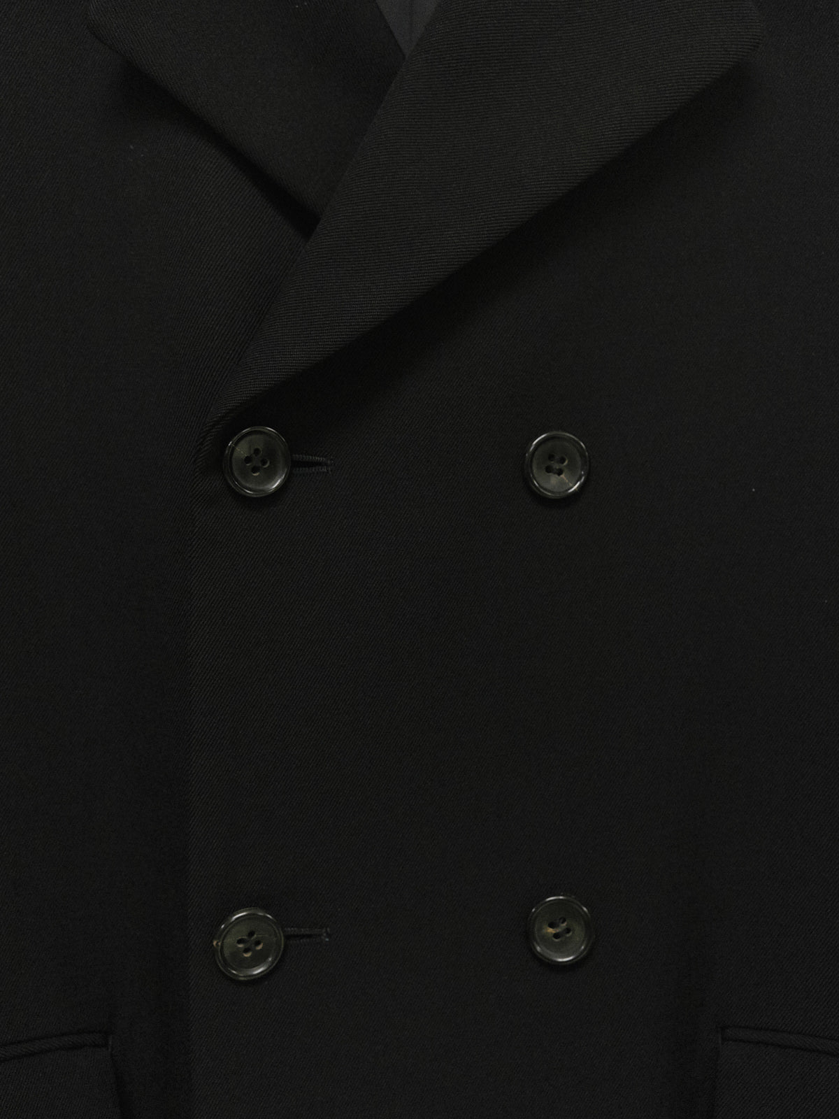 tricot comme des garcons black wool gabardine boxy double breasted pea coat - 1990s