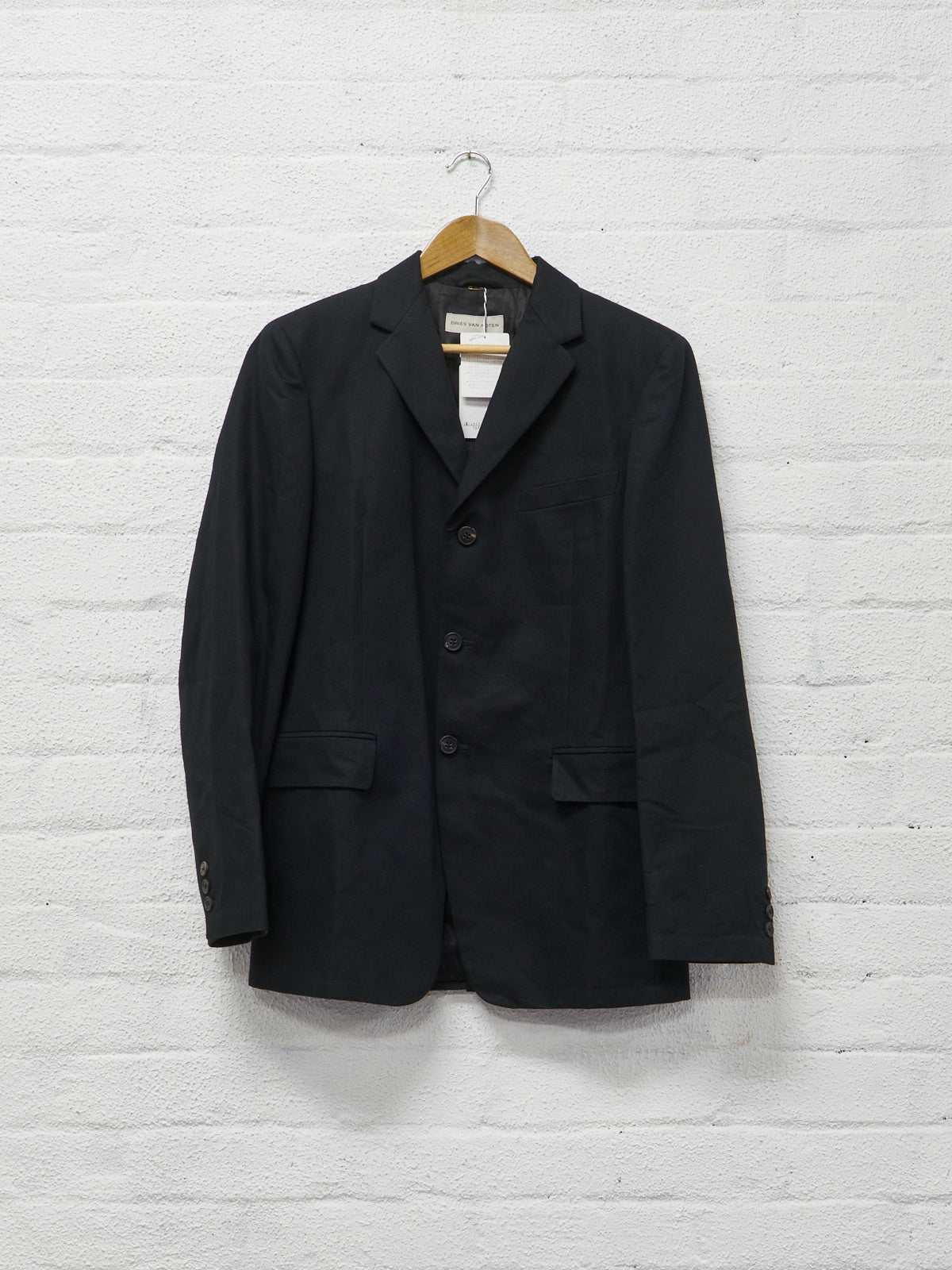 Dries Van Noten 2010 black cotton linen 3 button blazer - size 48 / S-M