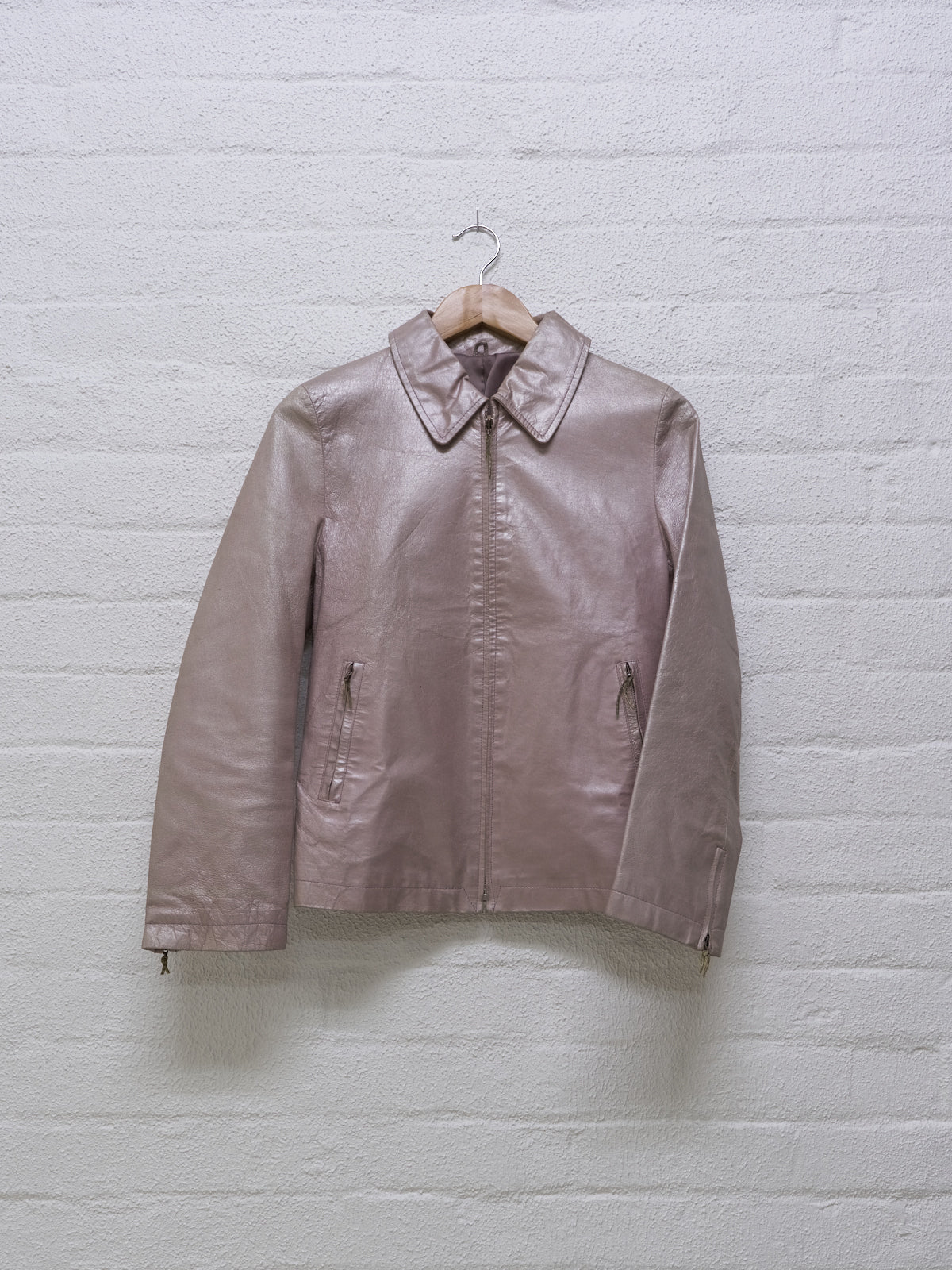 APC AW1994 dusty pink leather zip jacket - womens S