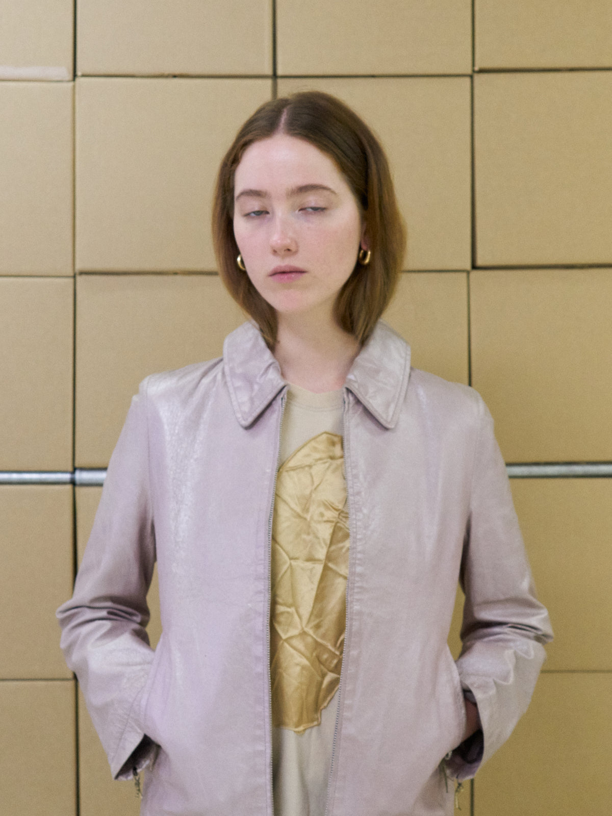 APC A/W 1994 dusty pink leather zip jacket – Filter store
