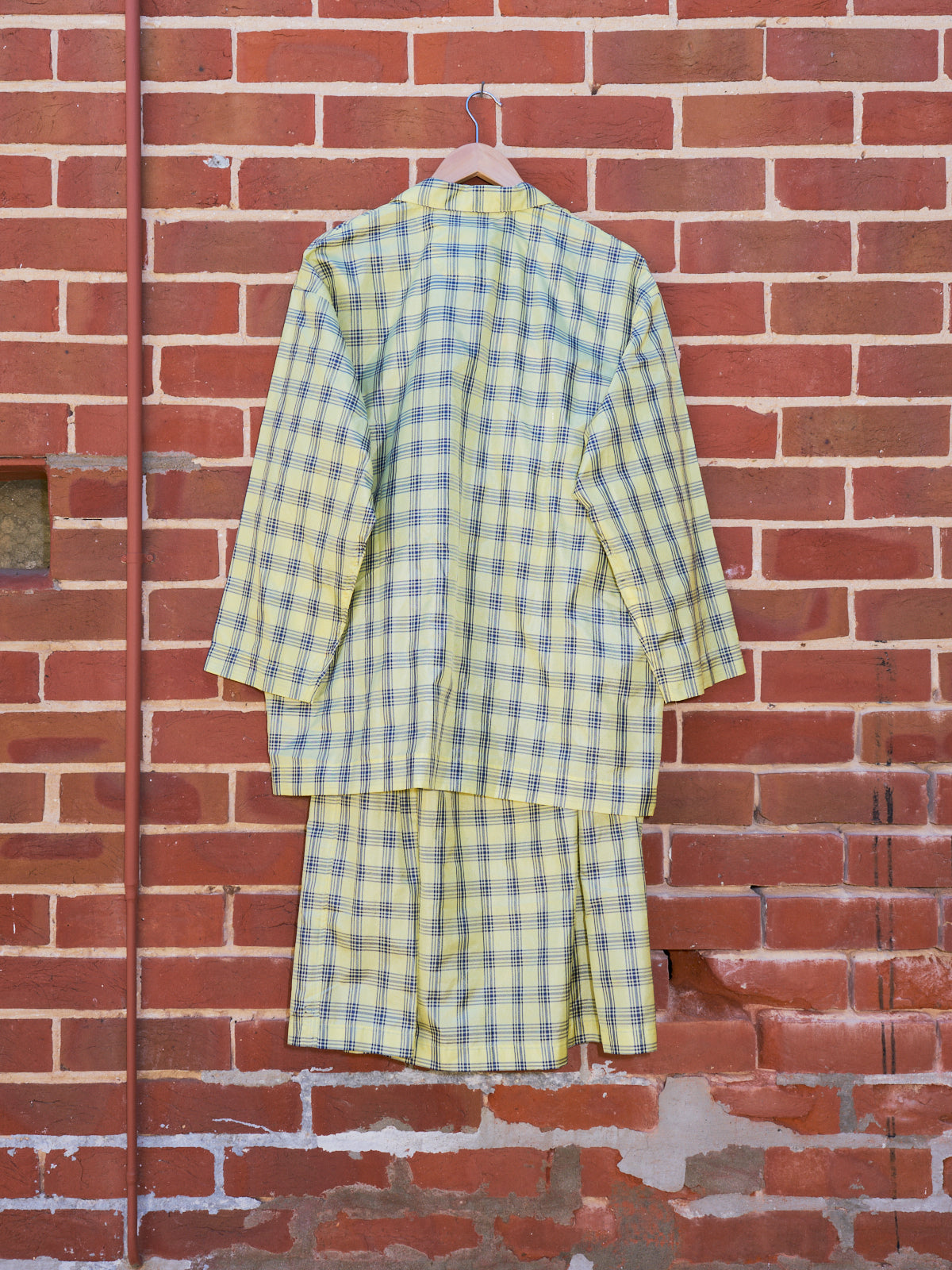 80s COMME des GARÇONS check long skirt Comme des garcons 1980s yellow polyester check skirt suit