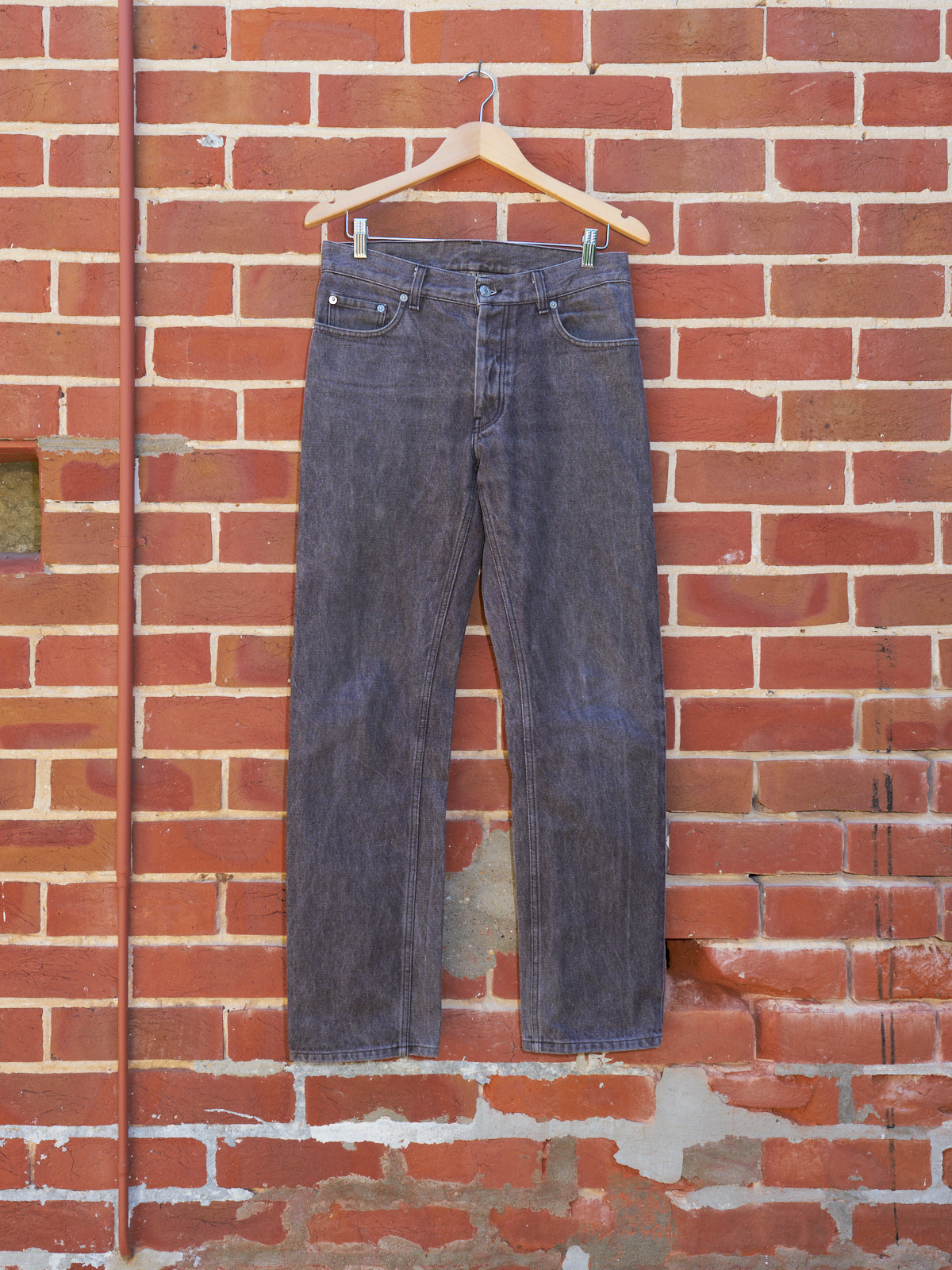 helmut lang grey raw denim 'classic cut' jeans