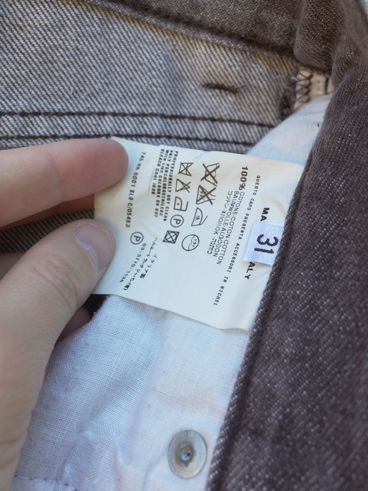 helmut lang grey raw denim 'classic cut' jeans size 31 – Filter store