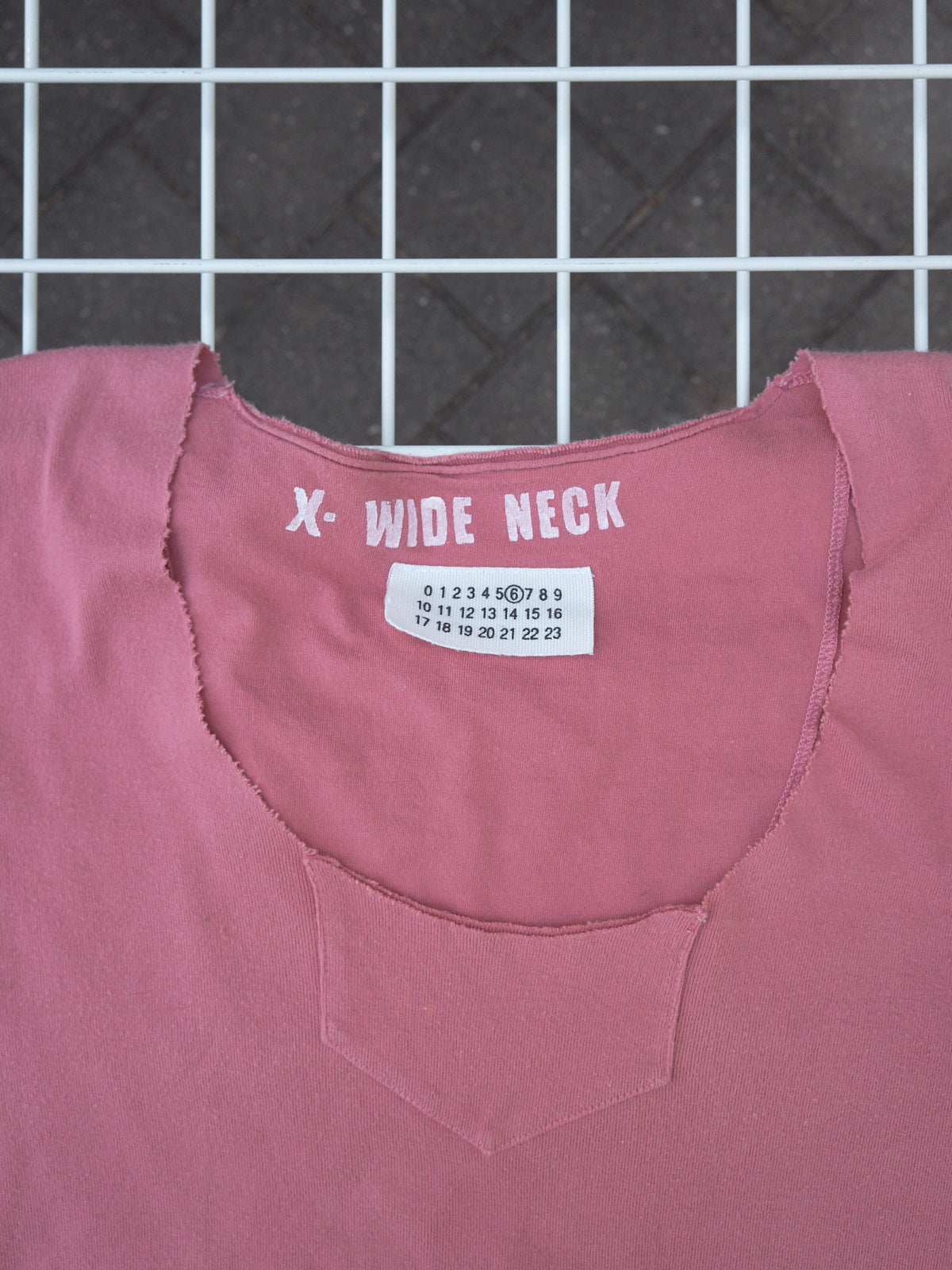 Maison Martin Margiela 6 1990s pink cotton 'X-WIDE NECK' tshirt - womens S