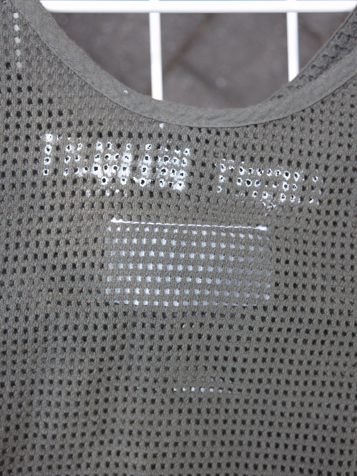 Maison martin margiela 6 2000s khaki mesh zipped singlet / tote 