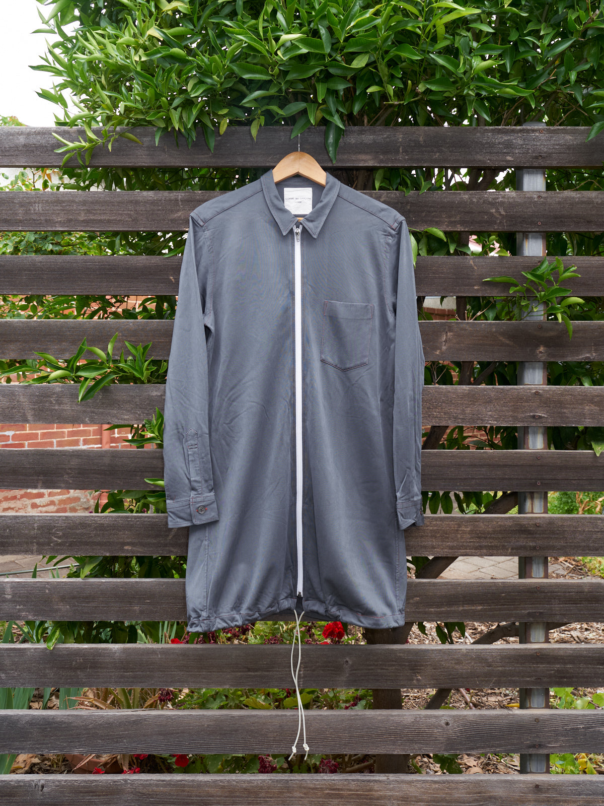 Comme des Garcons Homme 1996 grey zipped drawstring hem shirt jacket - mens S M