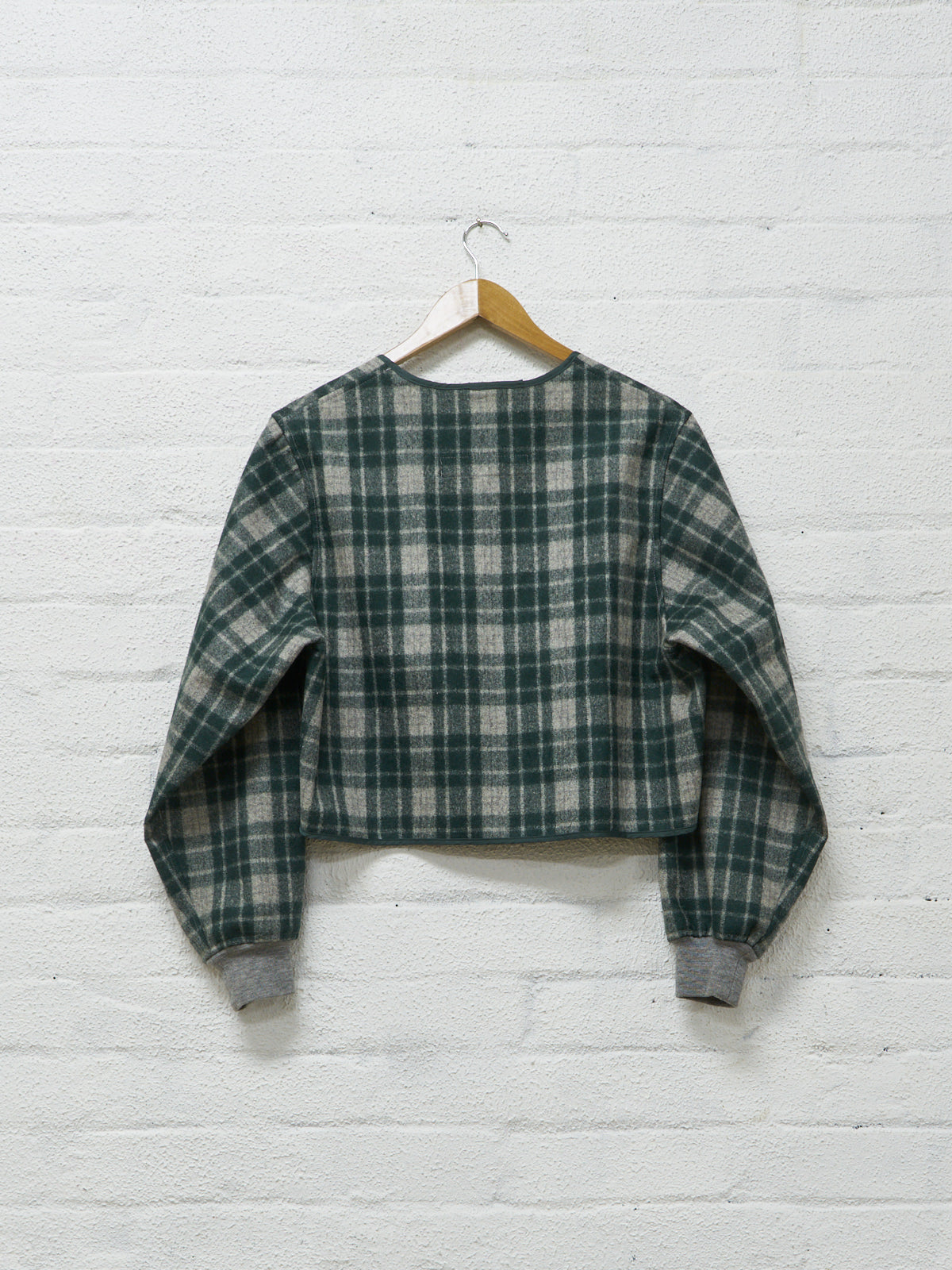 Comme des garcons 1989 green plaid detachable liner bomber