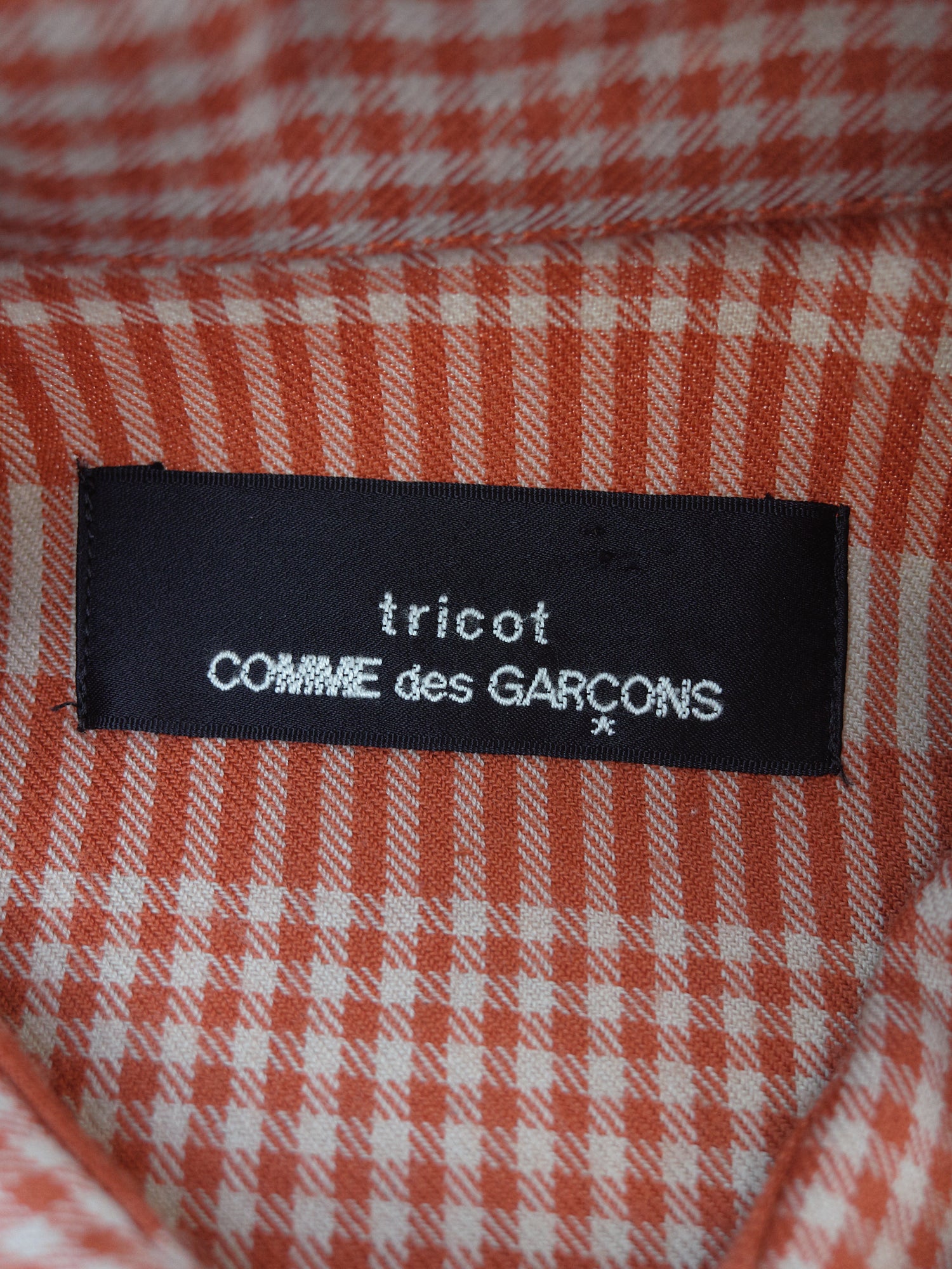 Tricot Comme des Garcons 1994 burnt orange grey wool check jacket - womens M
