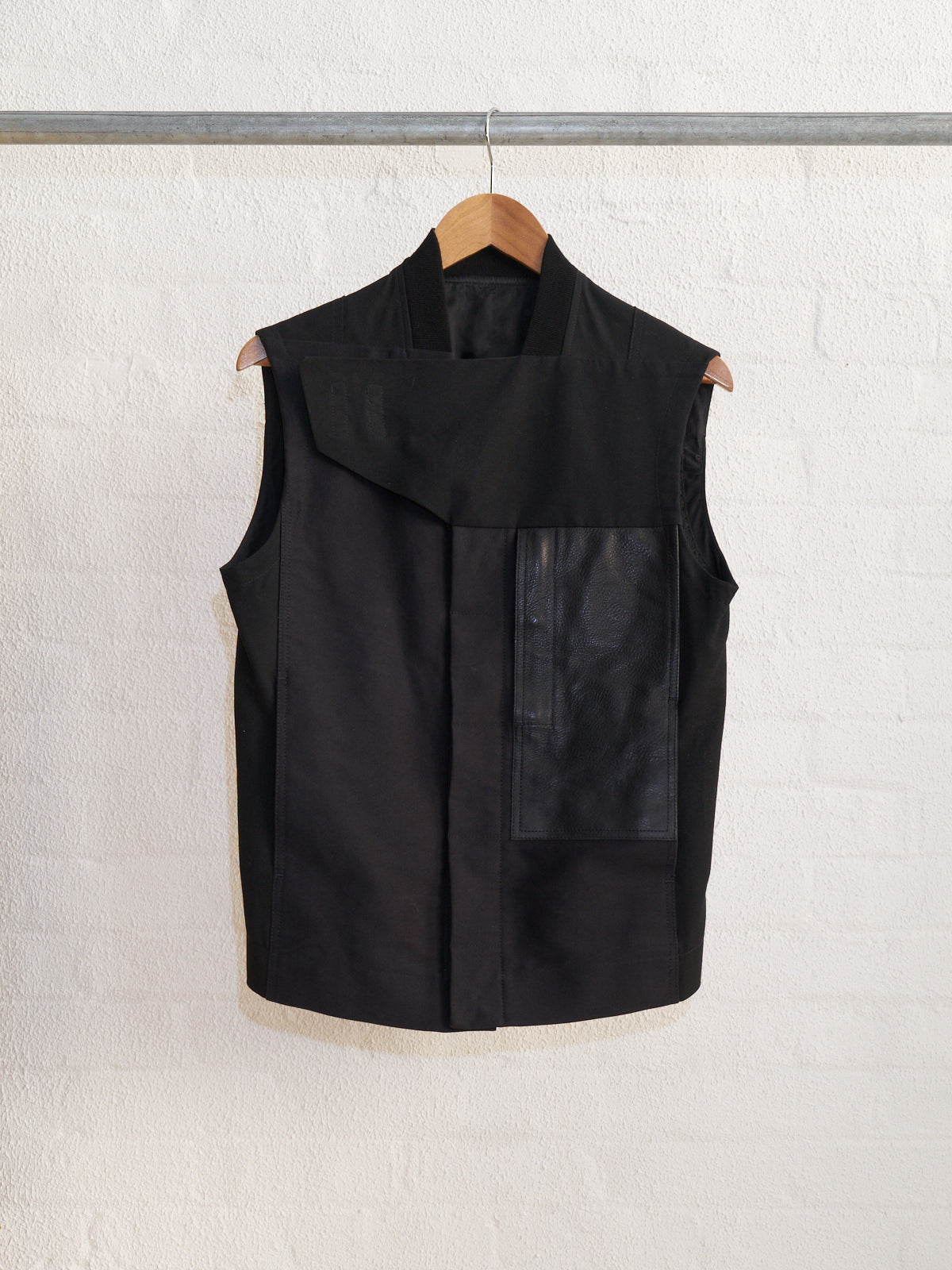 Rick Owens black multi fabric leather pocket vest - mens 50 M