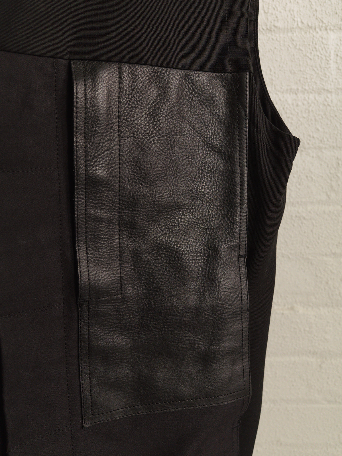 Rick Owens black multi fabric leather pocket vest - mens 50 M