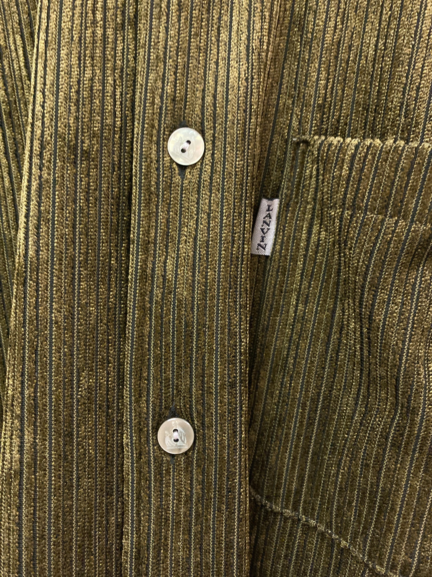 Lanvin classique gold / brown polyester corduroy shirt - mens L M