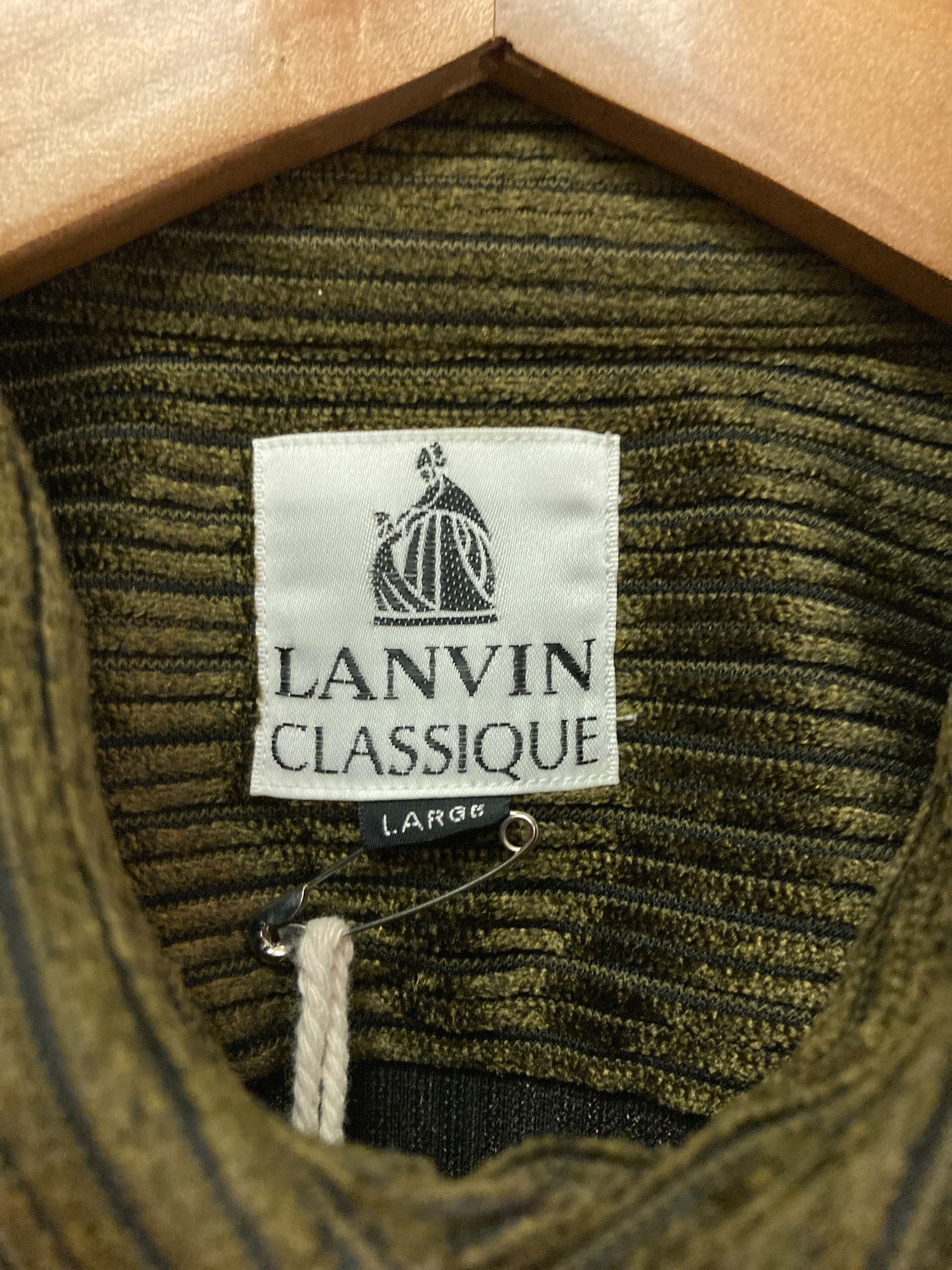 Lanvin classique gold / brown polyester corduroy shirt - mens L M
