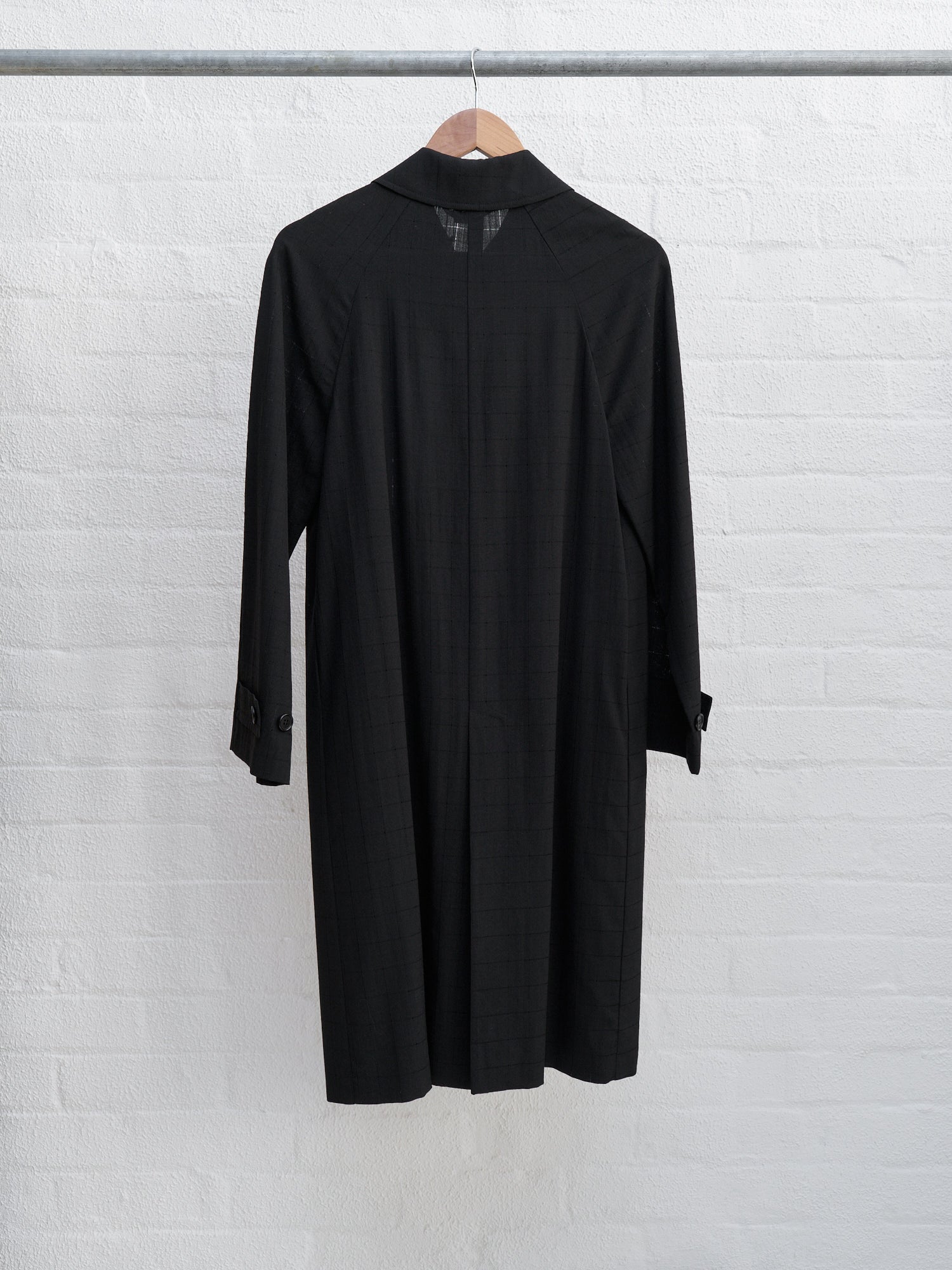Helmut Lang 1990s 2000s black semi-sheer covered placket coat - size 38