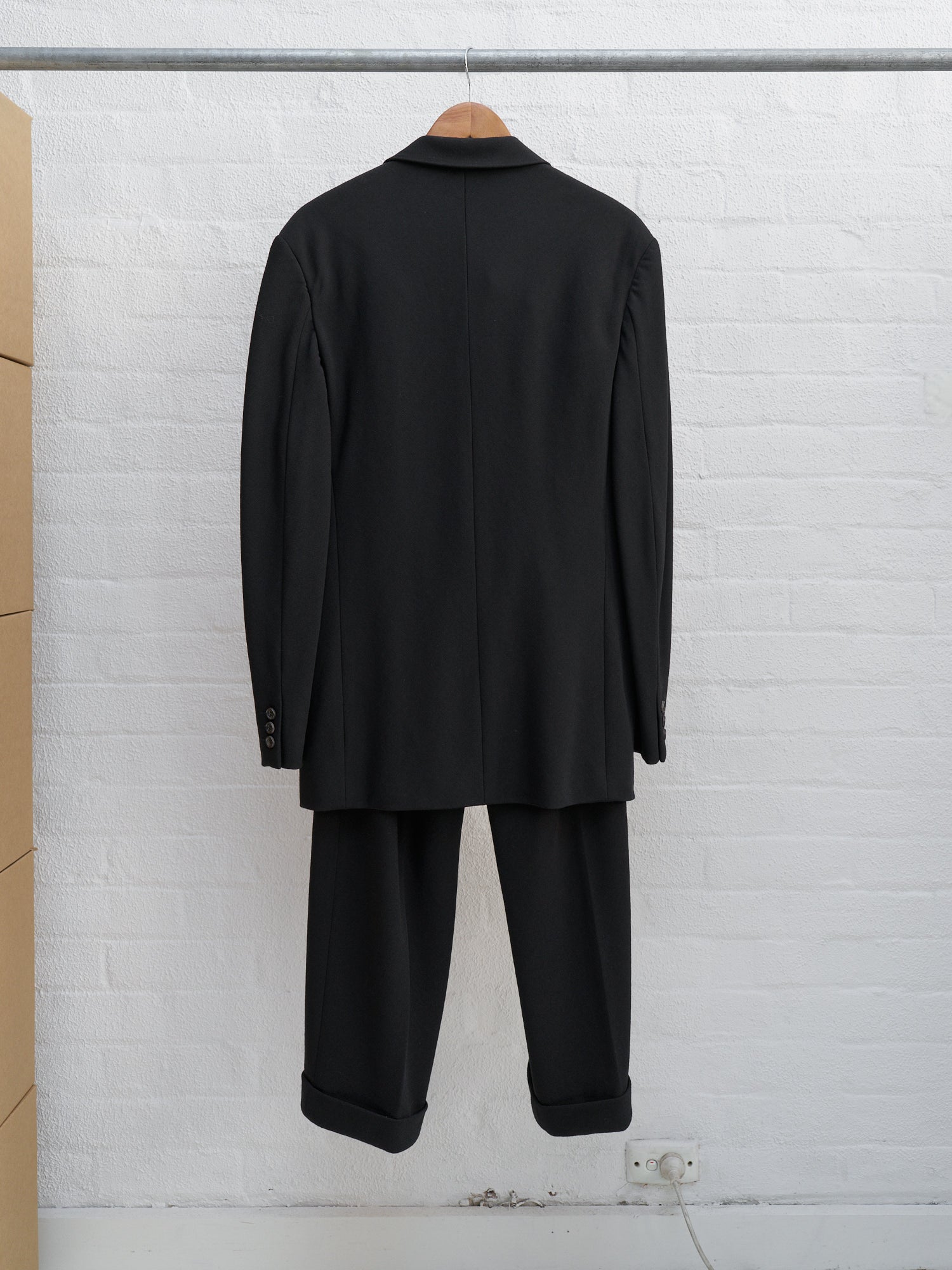 Comme des Garcons Homme Plus 1997 black wool 3 button elastic waist suit - sz S