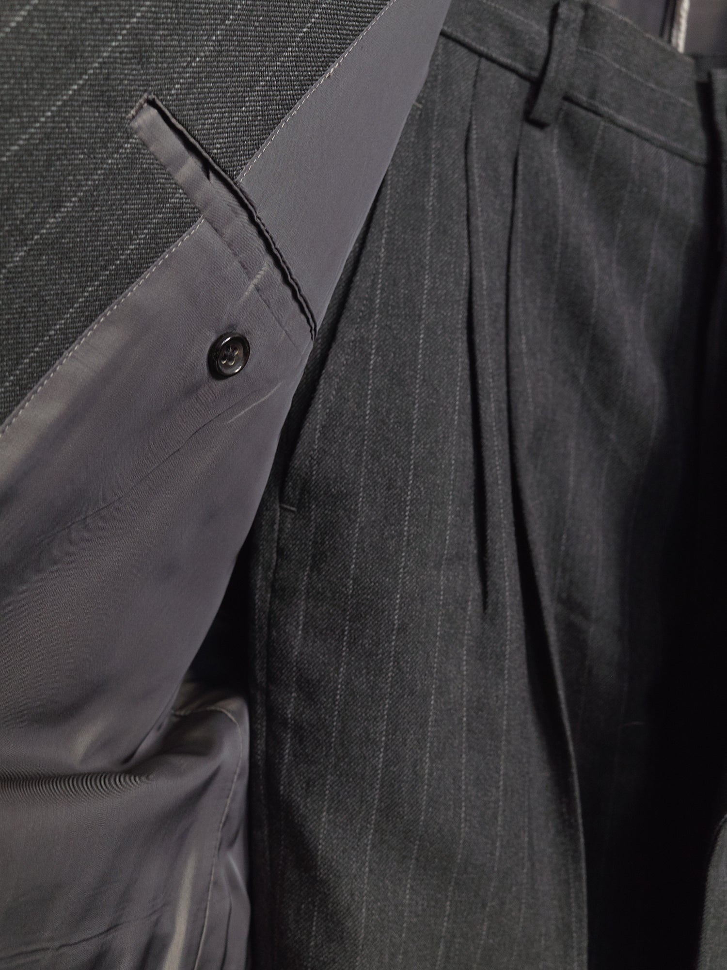 Comme des Garcons Homme Plus 1990 grey wool stripe 2 button suit