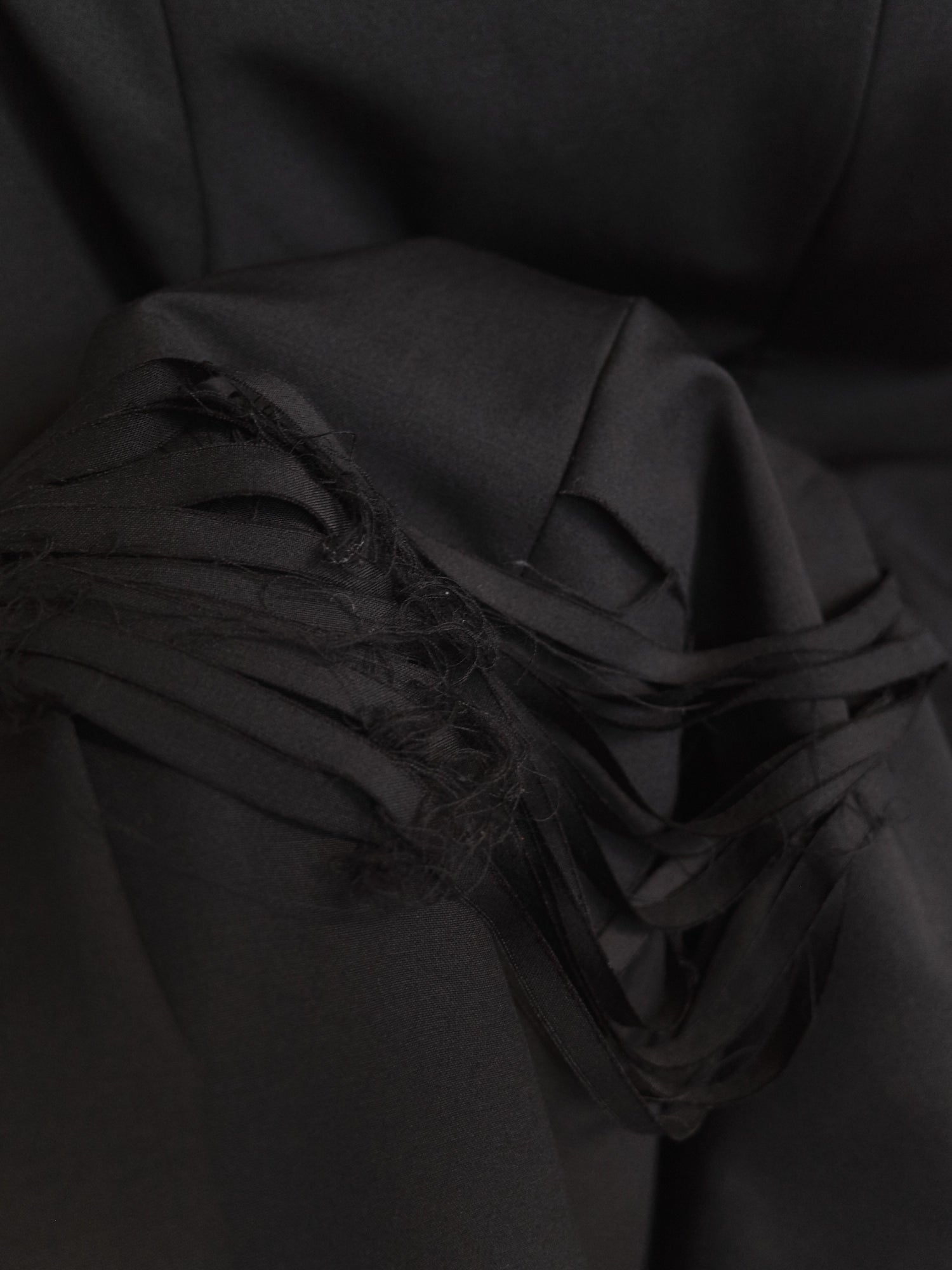 Veronique Branquinho black wool raw edge cut fabric half sleeve dress - size 36