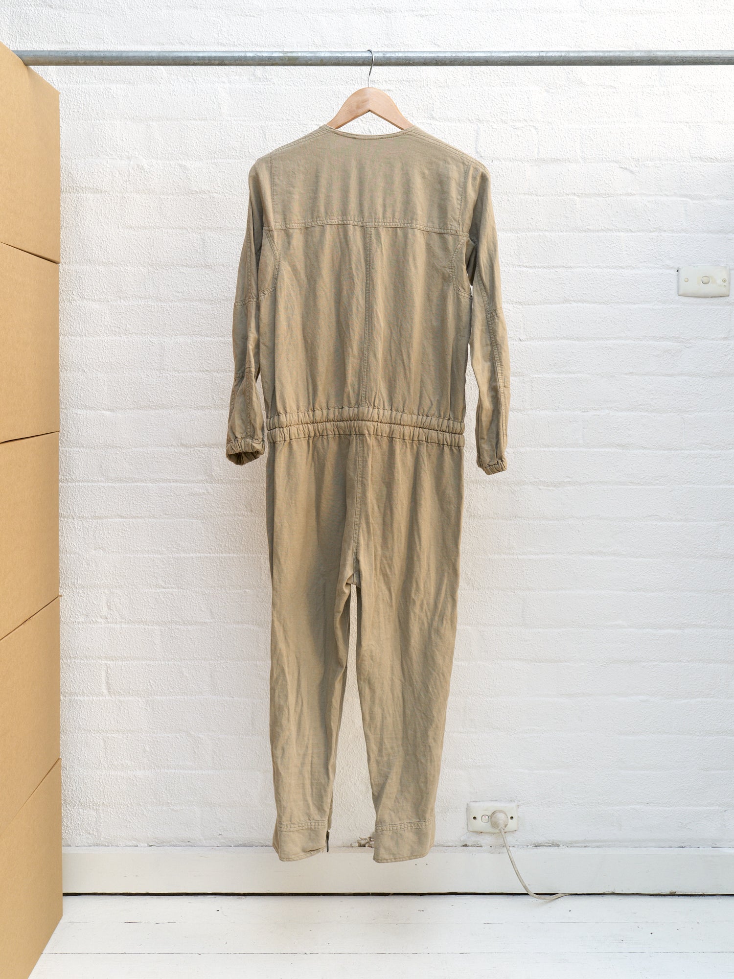 Etoile Isabel Marant beige linen blend zip front jumpsuit - womens S / mens XS