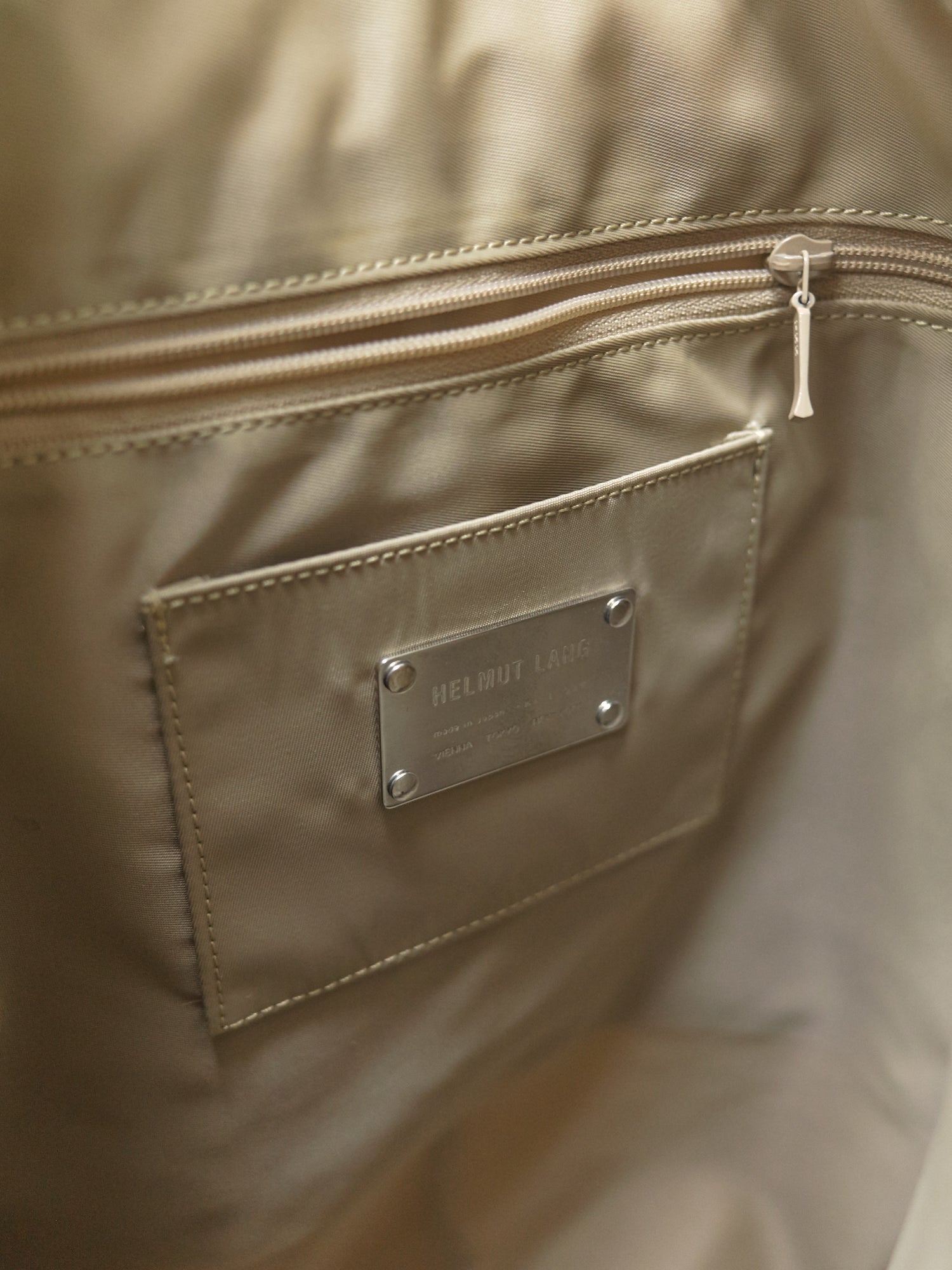 Helmut Lang 1990s-2000s beige nylon twill shoulder bag