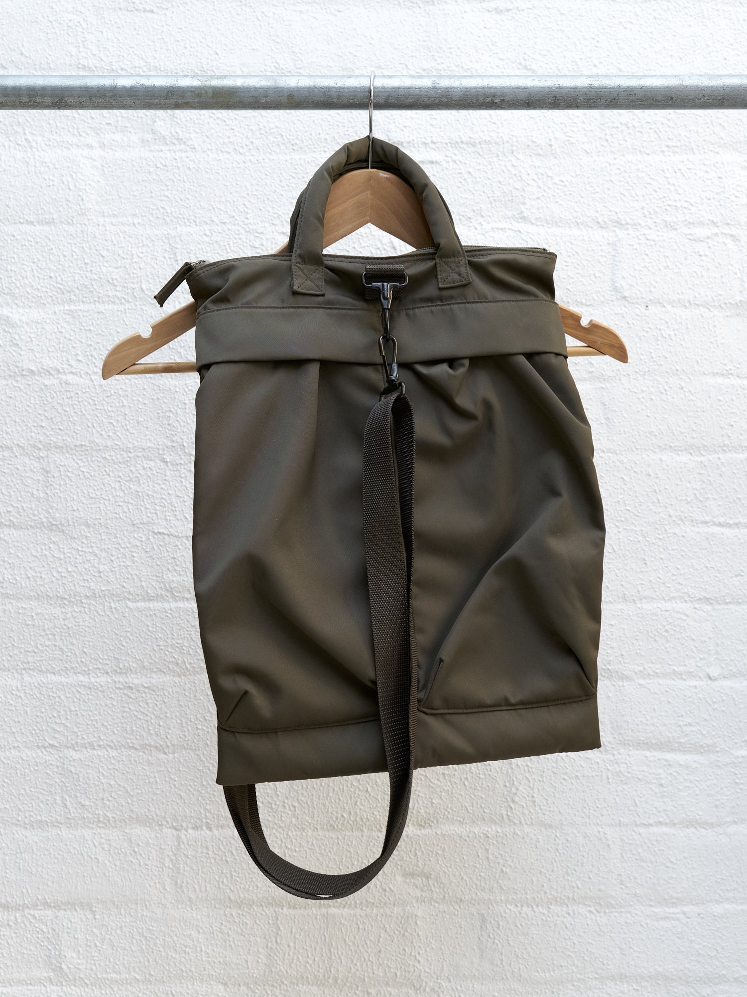 Helmut Lang 1990s-2000s khaki nylon twill shoulder bag