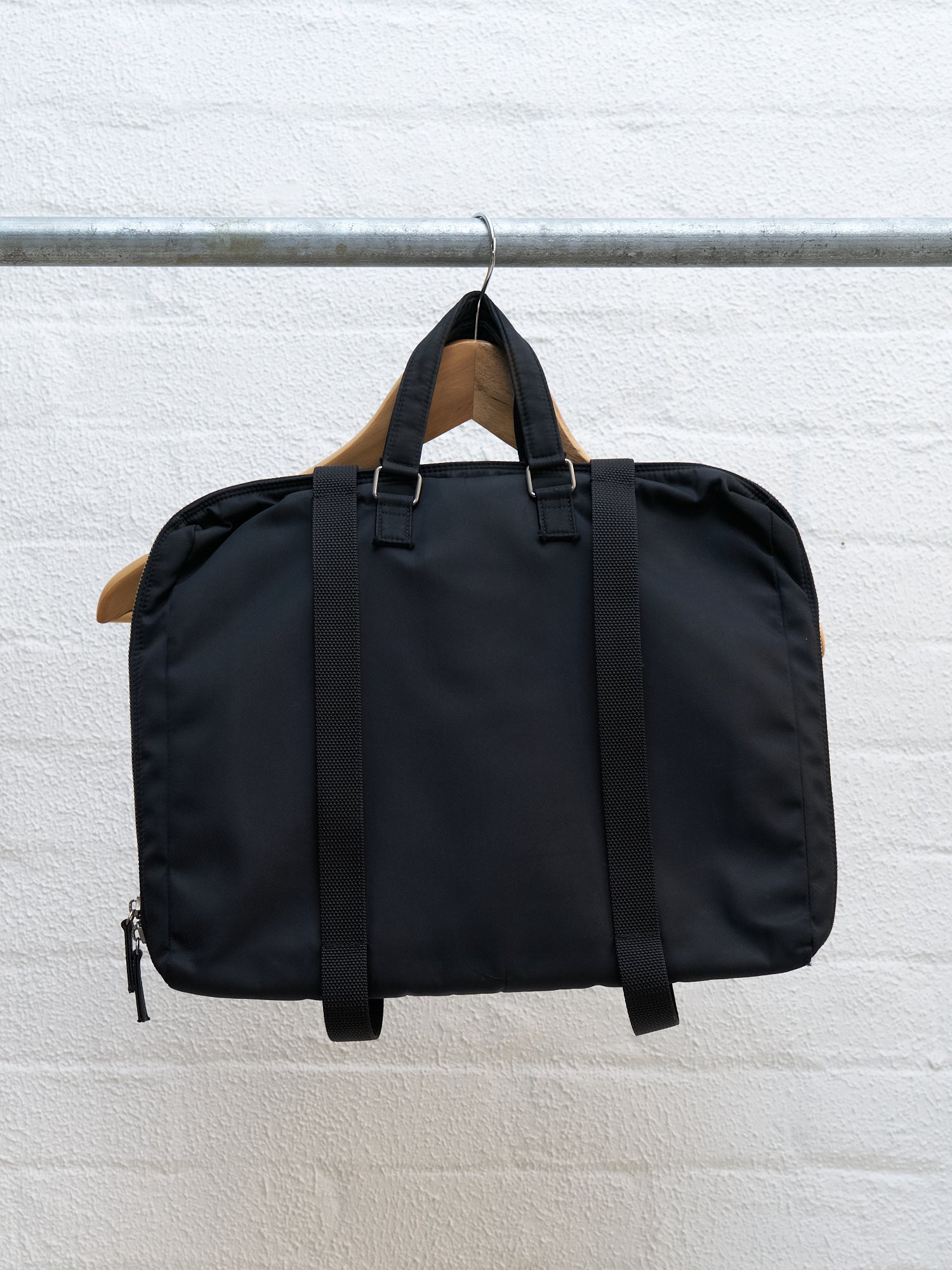 Helmut Lang 1990s-2000s black nylon two way briefcase backpack