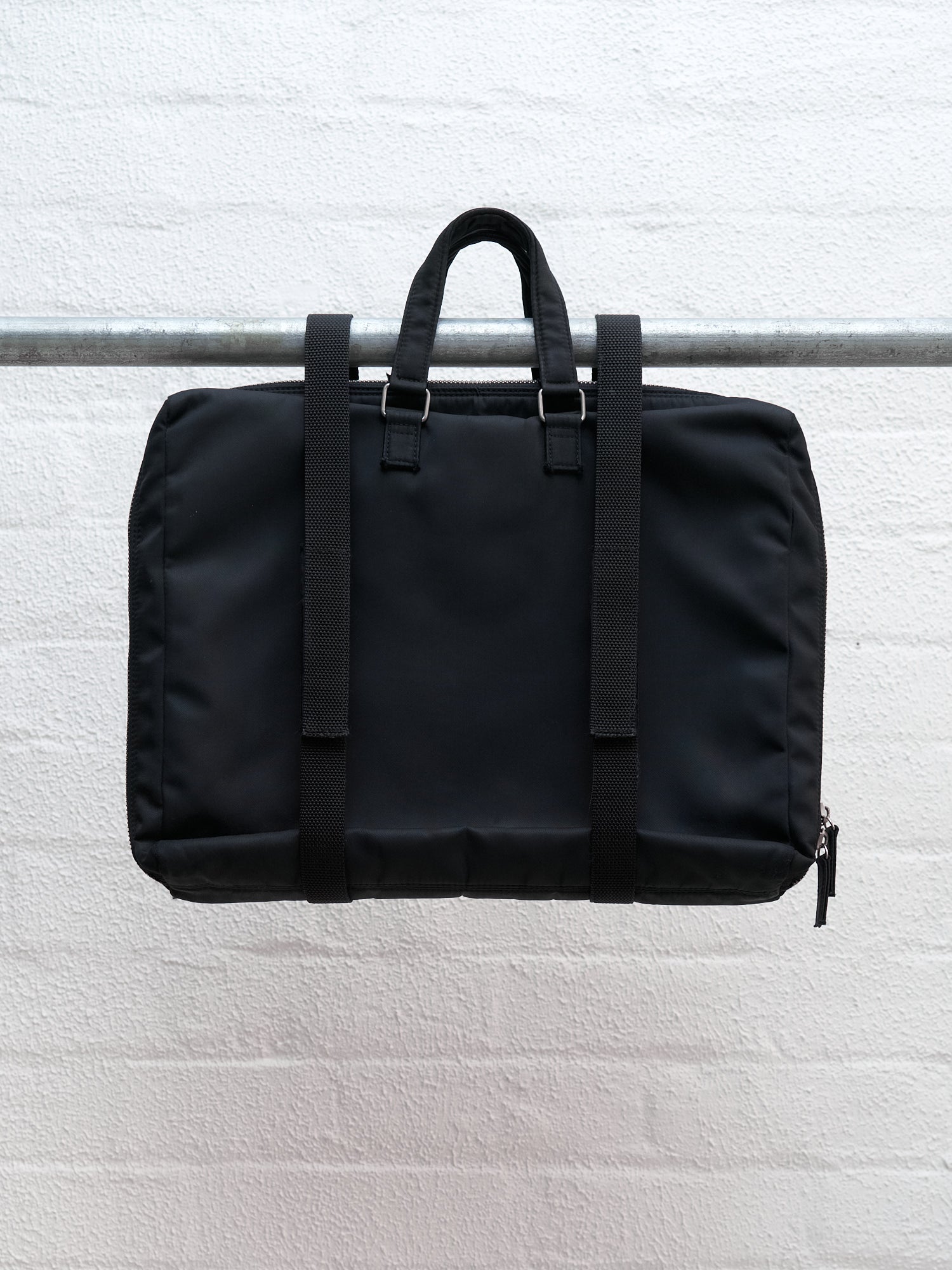 Helmut Lang 1990s-2000s black nylon two way briefcase backpack