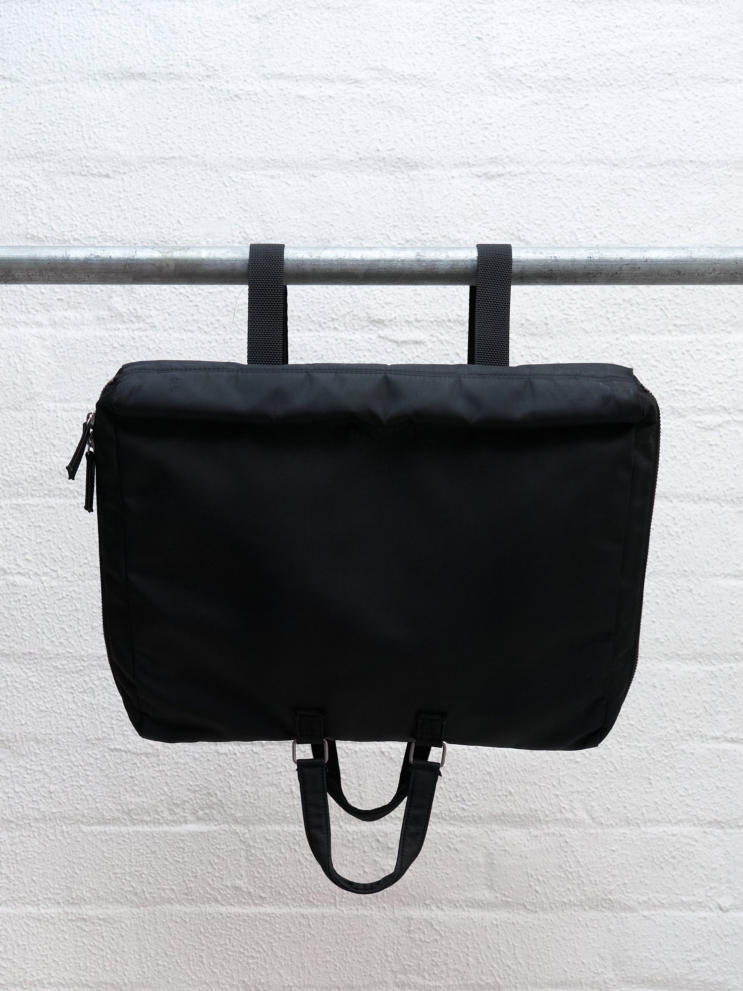 Helmut Lang 1990s-2000s black nylon two way briefcase backpack