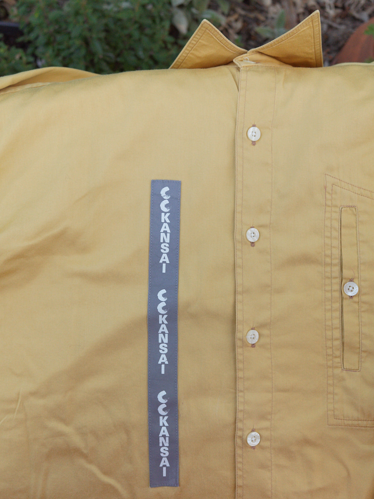 CC Kansai Yamamoto 1990s yellow cotton logo reflector patch shirt - mens M S