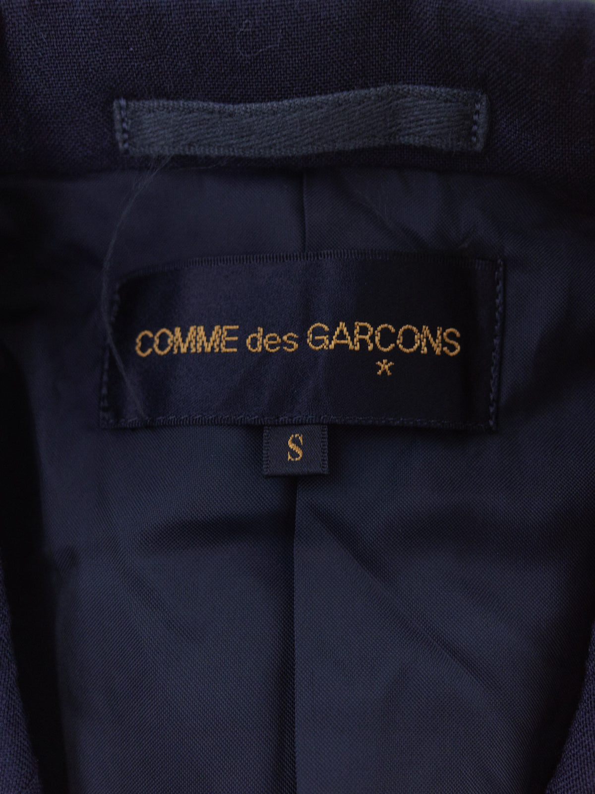 Comme des Garcons AW1993 "Synergy" navy wool hem rib 5 button blazer - womens S