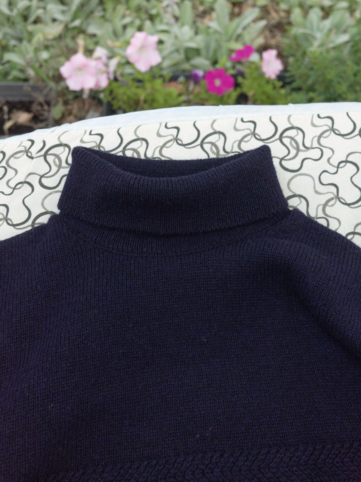 comme des garcons homme plus 80s navy wool patterned turtleneck 